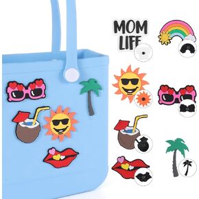 7pcs Summer Charms for Bogg Bag，Beach Themed Accessories for Bogg Bag，PVC Insert Accessories for Women's Simply Southern Totes Bag