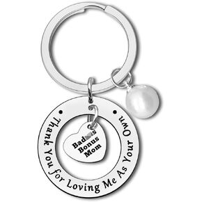 Stepmom Keychain Gift Bonus Mom Jewelry Gifts for Mothers Day Adoption Gifts Appreciation Gift for Step Mother Bonus Mom Mother in Law Wedding Gifts Christmas Birthday Gifts from Step Daughter Son
