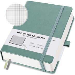 Graph Paper Notebook - Squared Grid Journal Notebook Graphing Paper 320 Numbered Pages 5.75 X 8.38 inches - Thick Journals for Study and Notes, Men and Women, Hard Cover Leather (Green)