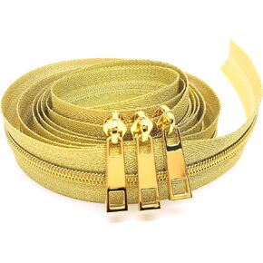 Goyunwell Zipper Tape by The Yard #5 Luxury Gold 5 Yards Nylon Zippers by The Yard with 10pcs Gold Pulls #5 for Bag Purse Making Sewing in Saudi Arabia