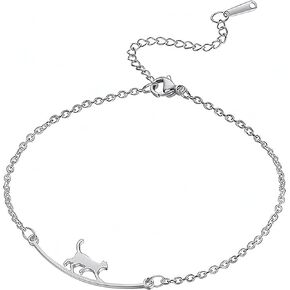 Cute Walking Cat Anklets for Women Stainless Steel Anklets Kitten Animal Ankle Bracelets Fashion Beach Accessories Foot Jewelry for Girls Cat Lovers