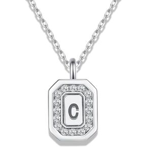 قلادة ذهبية أولية للنساء | مويسانيتي الماس رسالة قلادة للرجال | قلادة أولية من الفضة الإسترليني S925 للبنين والبنات | قلادة حرف A-Z (C) in Kuwait