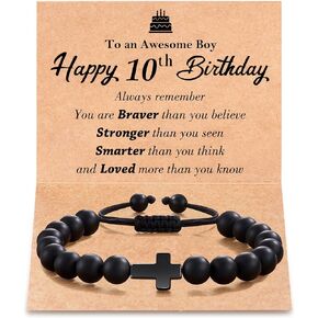 Tarsus 7th-13th Birthday Gifts for Boys, Happy Birthday Cross Beads Bracelet Gifts for Boy Age 7 to 13