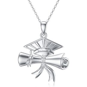 Sterling Silver Graduation Necklace Gifts for Her S925 Diploma Cap Pendant for Daughter Niece Granddaughter Best Friend
