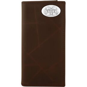 NCAA Mississippi State Bulldogs Zep-Pro Wrinkle Leather Roper Concho Wallet (Brown)
