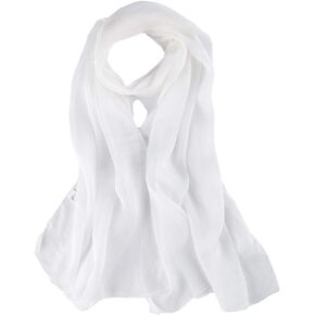 Long Silk Chiffon Scarf Solid Color