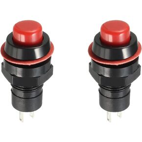 Push Button Switch NO Latching Round Button, [for Light Relay] - 10mm / Red / 2 Pcs
