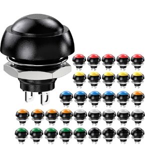 Waterproof Momentary Push Button Switch 12MM Normal Open(NO) Mini Micro Switch ON-Off 125V 3A 35PCS(7 Colors)