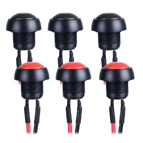 6pcs 12mm Momentary Push Button Switch Mini Round Switch with Pre-soldered Wires SPST 3A 125V AC, 1A 250V AC(6Pcs Red)