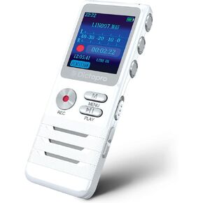 Digital Voice Activated Recorder by Dictopro- Easy HD Recording with Double Microphone, Noise Reduction Audio, Sound, Portable Mini Tape Dictaphone, MP3, USB, 8GB (Renewed)