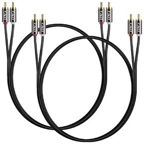 J&D RCA Cable, (2 Pack) Gold-Plated RCA Audio Cables, Copper Shell 2RCA Male to 2RCA Male Stereo Audio Cable, 3 Feet
