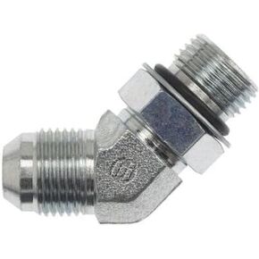 Brennan Industries 6802-06-04-NWO-FG تركيب أنبوب الكوع من الفولاذ المطروق 45 درجة، 9/16 بوصة - 18 SAE × 7/16 بوصة -20 خيط SAE، 3/8 بوصة ذكر JIC × 3/8 بوصة ذكر قابل للتعديل O -رينج بوس in Kuwait