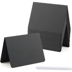 LEXININ 24 PCS 4x3 Inch Small Chalkboard Signs, 10 x 7.5cm Mini Chalk Board, V-Shaped Small Blackboards for Wedding Party