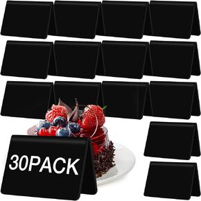 Yulejo 30 Pack Mini Chalkboard Signs for Food 4 x 3 Inches Table Tent Signs, Small Chalkboard Labels for Food Black Food Display Tags for Party Buffet, Weddings, Birthday, Bakery