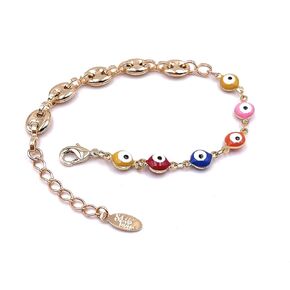 SIFRIMANIA Evil Eye Mariner Chain Colorful Bracelet, Protection Jewelry for Women