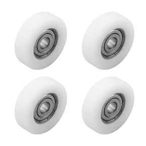 MroMax Roller Idler Bearing Pulley-8 x 32 x 12mm Sliding Conveyor Nylon Wheel with 608Z Bearing for Furniture, Hardware Accessories and Mobile Door White 4Pcs