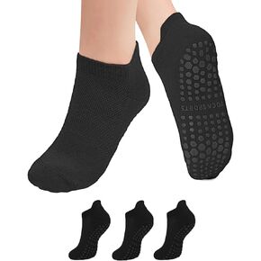 Pilates Yoga Socks with Grips for Women, Non-slip Grippy Athletic Socks for Barre Ballet Barefoot Workout Hospital