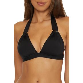 Trina Turk Women's Standard Monaco Ring Halter Bikini Top, Adjustable, Tie Back, Swimwear Separates