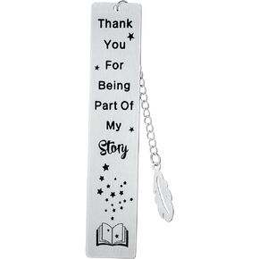 Teacher Gifts Bookmark, Thank You for Being Part of My Story Metal Bookmark Stainless Steel Teacher Appreciation Gifts Back to School Gifts Graduation Gifts for Teacher Day(Silver)