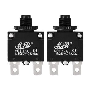 uxcell 2Pcs Thermal Overload Protector AC 125/250V 12A Push Button Reset Circuit Breaker