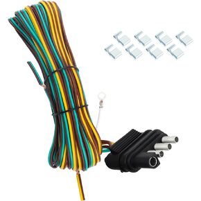 25Ft Trailer Wiring Harness Kit with 8PCS Trailer Wire Clips,Extended Version Trailer Light Wiring Kit for Car ATV Trailer Boat,Universal Car Accessories 4 Wire Trailer Wire