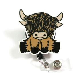 Highland Cow Badge Reel, Cute Baby Cow Badge Clip, Nurse ID Badge Holder, Teacher Badge, Pediatric Nurse ID Badge Gift, Highland Cow Accessories