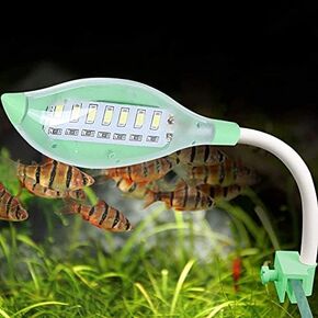 Aquarium Mini USB Lamp Tortoise Fish Aquarium Clip On Leaf Light for Aquatic Plant Growing with US Plug( Light-Green)