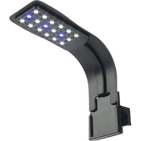 Aquarium Clip-on led Light, Fish Tank Light with White and Blue LEDs, Small LED Aquarium Light for Freshwater Tank, 2 Lighting Modes (White)