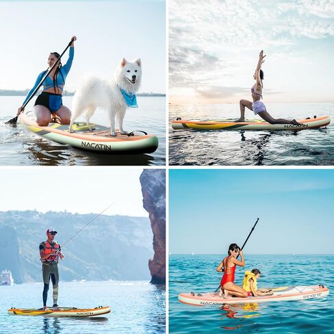 NACATIN Inflatable Stand Up Paddle Board with Kayak Seat,10'6"Upgrade Version Blow Up Paddle Boards for Adults with Free Premium SUP Accessories&Backpack,Adjustable Paddle,Camera Mount,Fins,Hand Pump in Saudi Arabia