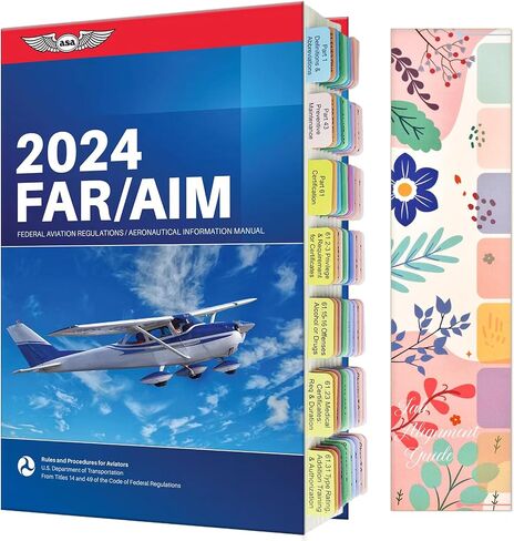 FAR AIM Tabs for ASA 2024, 68 Tabs & 12 Blank Tabs, for Private Pilot Exam, Color-Coded and Laminated, with Alignment Guide in Saudi Arabia