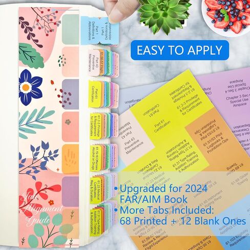 FAR AIM Tabs for ASA 2024, 68 Tabs & 12 Blank Tabs, for Private Pilot Exam, Color-Coded and Laminated, with Alignment Guide in Saudi Arabia