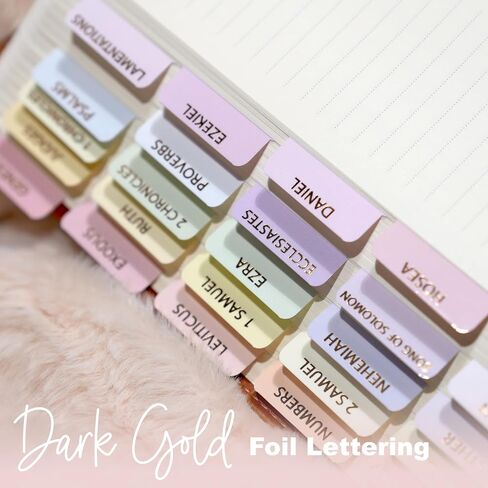 Laminated Bible Tabs for Women, Bible Study, Gold Foil Indexing Labels, Bible Journaling, Durable, New and Old Testament, Christian, Catholic, Apocrypha, 90 Tabs - Let Him Shine in Saudi Arabia
