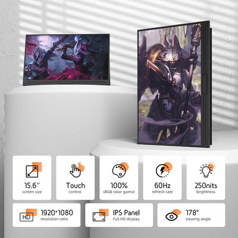 2024 New 15.6" Portable Touchscreen,Portable Monitor Touchscreen, Touch Screen Monitor,HDMI USB-C IPS External Monitor,Ultra Slim Portable Monitor for Laptop Mac Switch Xbox Tablet PC in Saudi Arabia