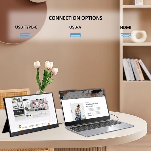 شاشة لمس محمولة، شاشة لمس محمولة مقاس 15.6 بوصة، شاشة تعمل باللمس، شاشة خارجية HDMI USB-C IPS، شاشة ألعاب مدمجة بمكبرات صوت مزدوجة لهواتف الكمبيوتر المحمول PS5/4 Xbox Switch in Saudi Arabia