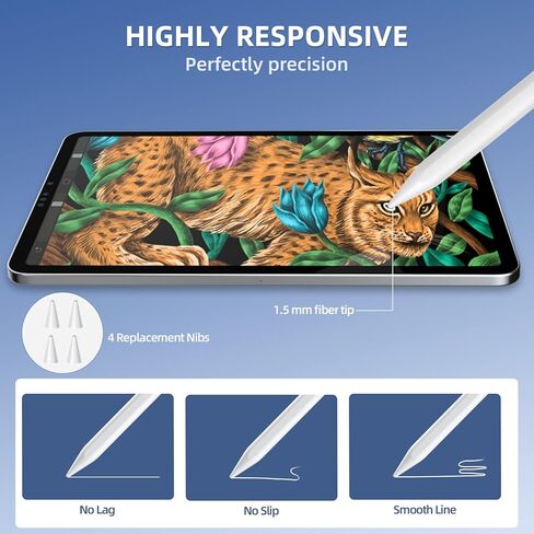 قلم ستايلس لجهاز iPad، قلم Apple مع خاصية رفض راحة اليد، متوافق مع (2018-2022) Apple iPad Pro (11/12.9 بوصة)، iPad Air 3rd/4th Gen، iPad 6/7/8th Gen، iPad Mini 5th Gen، للدقة الكتابة/الرسم in Kuwait