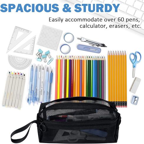حافظة أقلام رصاص شبكية من Moyad مع سحاب وحقيبة أقلام رصاص ذات سعة كبيرة وحقيبة تنظيم أدوات مكتبية وحقائب أقلام شفافة شفافة وحقائب مستحضرات التجميل للمكتب والعمل والسفر والكبار - عبوة واحدة، أبيض in Kuwait
