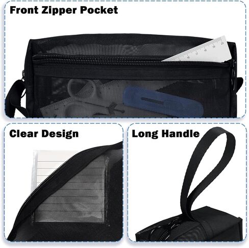 حافظة أقلام رصاص شبكية من Moyad مع سحاب وحقيبة أقلام رصاص ذات سعة كبيرة وحقيبة تنظيم أدوات مكتبية وحقائب أقلام شفافة شفافة وحقائب مستحضرات التجميل للمكتب والعمل والسفر والكبار - عبوة واحدة، أبيض in Kuwait