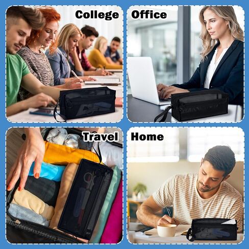 حافظة أقلام رصاص شبكية من Moyad مع سحاب وحقيبة أقلام رصاص ذات سعة كبيرة وحقيبة تنظيم أدوات مكتبية وحقائب أقلام شفافة شفافة وحقائب مستحضرات التجميل للمكتب والعمل والسفر والكبار - عبوة واحدة، أبيض in Kuwait