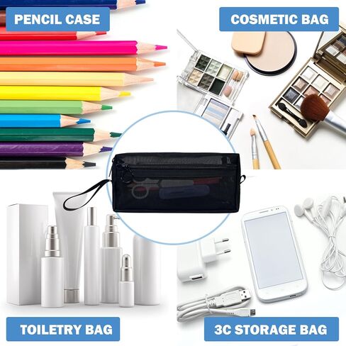 حافظة أقلام رصاص شبكية من Moyad مع سحاب وحقيبة أقلام رصاص ذات سعة كبيرة وحقيبة تنظيم أدوات مكتبية وحقائب أقلام شفافة شفافة وحقائب مستحضرات التجميل للمكتب والعمل والسفر والكبار - عبوة واحدة، أبيض in Kuwait