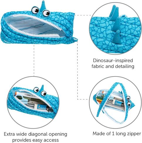 ZIPIT Unicorn Pencil Case for Girls, Cute Pencil Pouch, Holds Up to 30 Pens, Machine Washable, Made of One Long Zipper! (Turquoise Unicorn) in Saudi Arabia