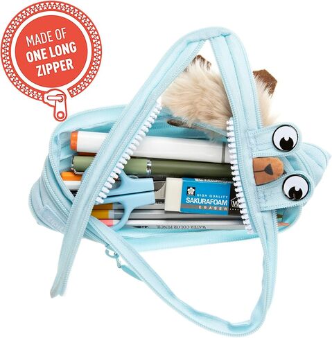 ZIPIT Unicorn Pencil Case for Girls, Cute Pencil Pouch, Holds Up to 30 Pens, Machine Washable, Made of One Long Zipper! (Turquoise Unicorn) in Saudi Arabia