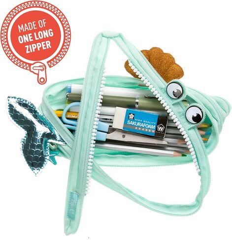 ZIPIT Unicorn Pencil Case for Girls, Cute Pencil Pouch, Holds Up to 30 Pens, Machine Washable, Made of One Long Zipper! (Turquoise Unicorn) in Saudi Arabia