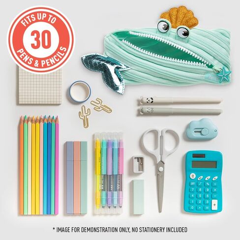 ZIPIT Unicorn Pencil Case for Girls, Cute Pencil Pouch, Holds Up to 30 Pens, Machine Washable, Made of One Long Zipper! (Turquoise Unicorn) in Saudi Arabia