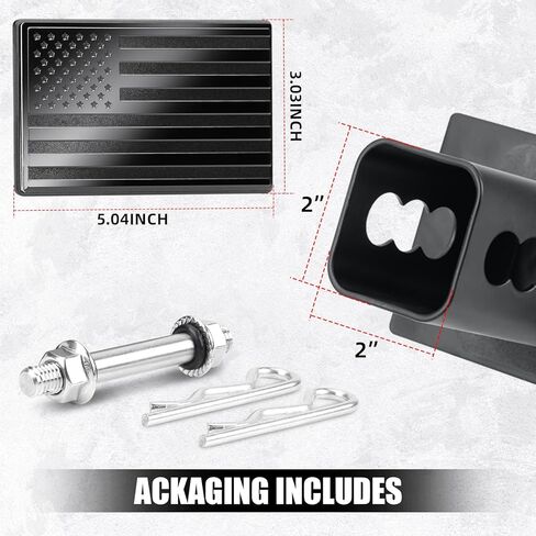 غطاء وصلة وصلة المقطورة، غطاء وصلة مقطورة معدنية ثقيلة مقاس 2 بوصة مع أجهزة استقبال مقاس 2 بوصة، غطاء وصلة سحب العلم الأمريكي مع مسمار دبوس (يناسب أجهزة الاستقبال مقاس 2 بوصة، أسود) in Kuwait