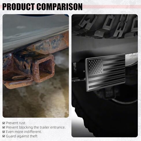 غطاء وصلة وصلة المقطورة، غطاء وصلة مقطورة معدنية ثقيلة مقاس 2 بوصة مع أجهزة استقبال مقاس 2 بوصة، غطاء وصلة سحب العلم الأمريكي مع مسمار دبوس (يناسب أجهزة الاستقبال مقاس 2 بوصة، أسود) in Kuwait