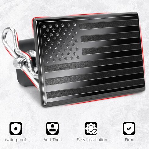 غطاء وصلة وصلة المقطورة، غطاء وصلة مقطورة معدنية ثقيلة مقاس 2 بوصة مع أجهزة استقبال مقاس 2 بوصة، غطاء وصلة سحب العلم الأمريكي مع مسمار دبوس (يناسب أجهزة الاستقبال مقاس 2 بوصة، أسود) in Kuwait