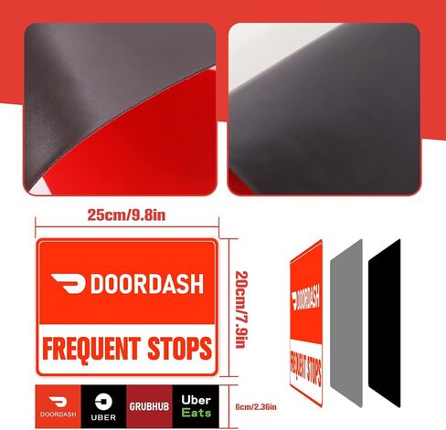 مغناطيس السيارة DoorDash ومغناطيس الطعام لتوصيل الطعام - مغناطيسي قوي 2 عبوة 20 × 25 سم (7.8 × 9.8 بوصة) + 1 عبوة صغيرة الحجم 6 × 25 (2.4 × 9.8 بوصة) in Kuwait