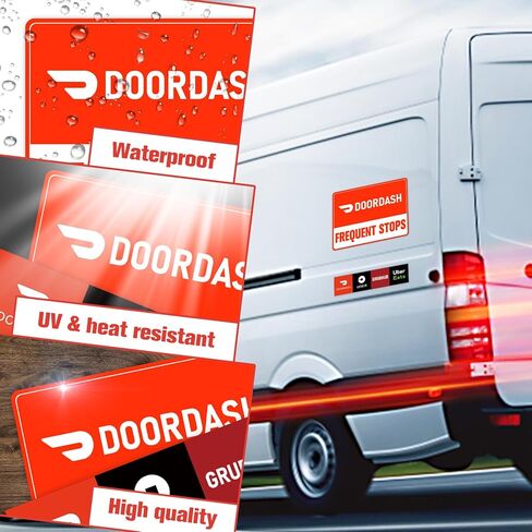 مغناطيس السيارة DoorDash ومغناطيس الطعام لتوصيل الطعام - مغناطيسي قوي 2 عبوة 20 × 25 سم (7.8 × 9.8 بوصة) + 1 عبوة صغيرة الحجم 6 × 25 (2.4 × 9.8 بوصة) in Kuwait
