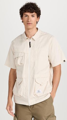 جاكيت قميص رجالي بأكمام قصيرة ومتعدد الجيوب بسحّاب من Alpha Industries in Kuwait