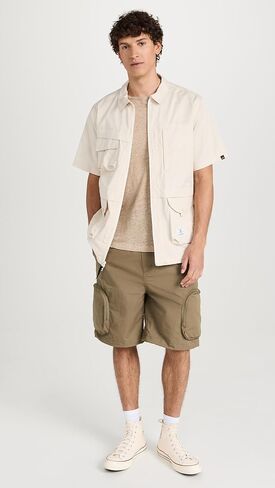 جاكيت قميص رجالي بأكمام قصيرة ومتعدد الجيوب بسحّاب من Alpha Industries in Kuwait